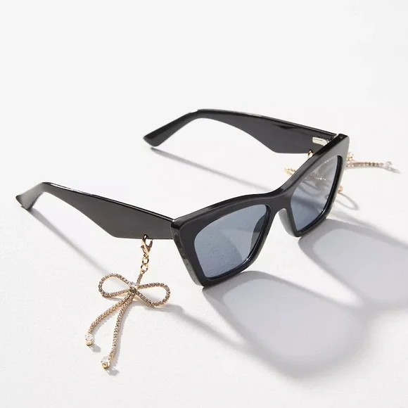 Anthropologie NWOT Bow Rhinestone Charm Sunglasses - Picture 1 of 7